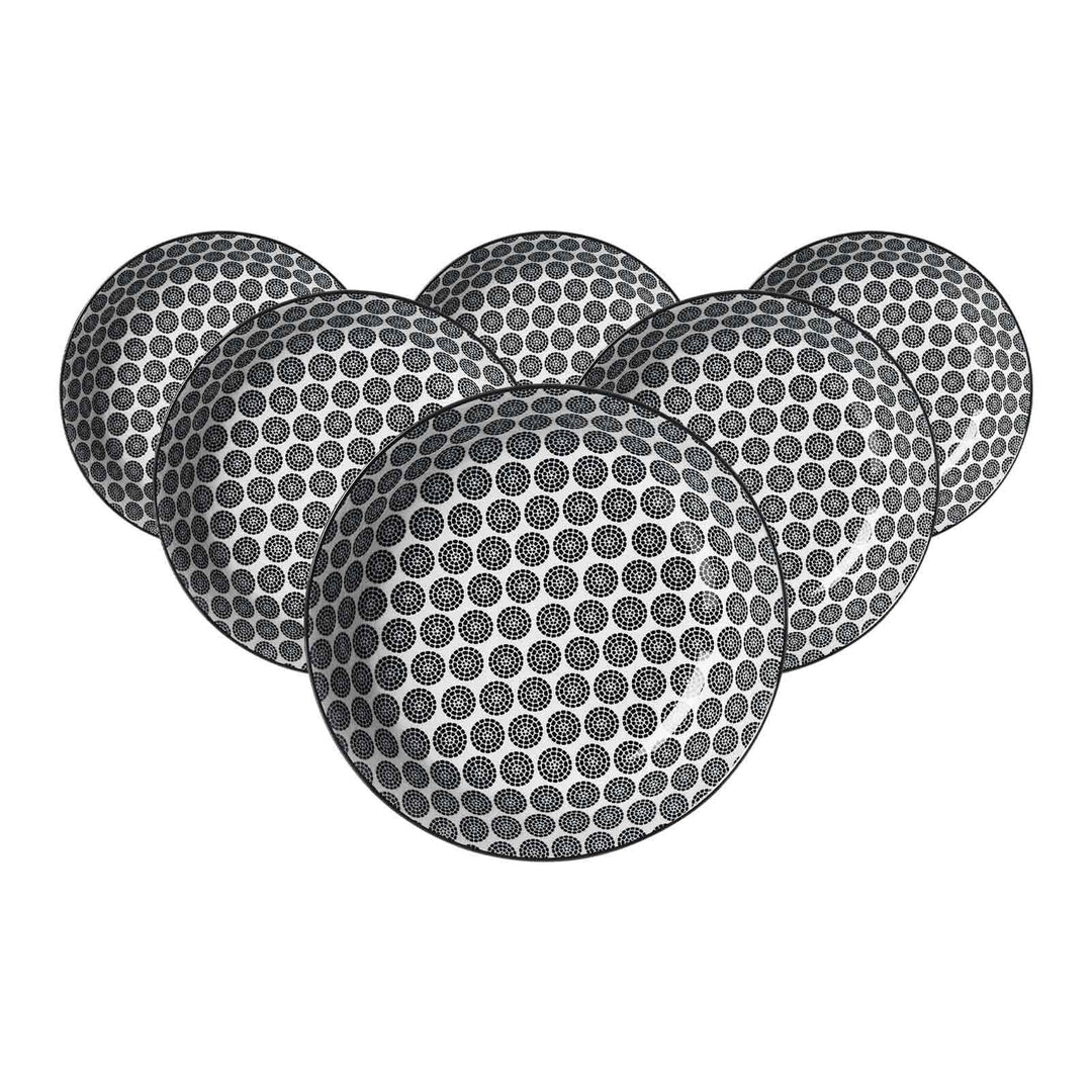 Ritzenhoff & Breker Takeo Circles Suppenteller 6er Set, 20 cm, Tiefe Teller mit vollflächigem Dekor,
