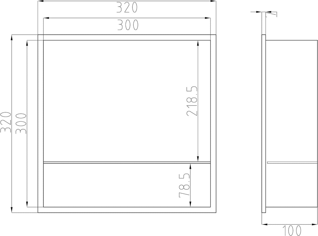 Wandnische aus Edelstahl NT303010X mit Ablagefach - 30 x 30 x 10 cm Einbauregal, flexibler Einbau- I