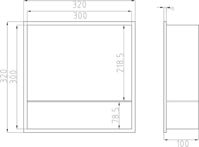 Wandnische aus Edelstahl NT303010X mit Ablagefach - 30 x 30 x 10 cm Einbauregal, flexibler Einbau- I