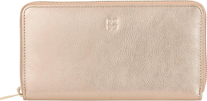 DUDU Grosse Bunte Damenbrieftasche RFID in echtem Leder mit Rundum - Reissverschluss Ballerina, Ball