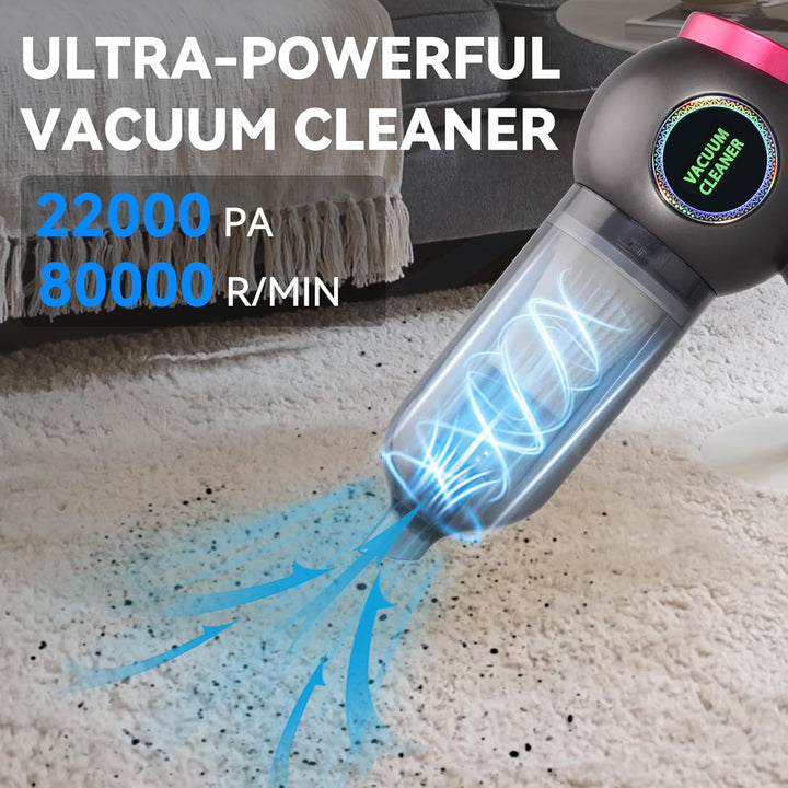 Handstaubsauger, 22000Pa Handstaubsauger Akku, Autostaubsauger mit Bürstenloser Motor, Auto Kabellos