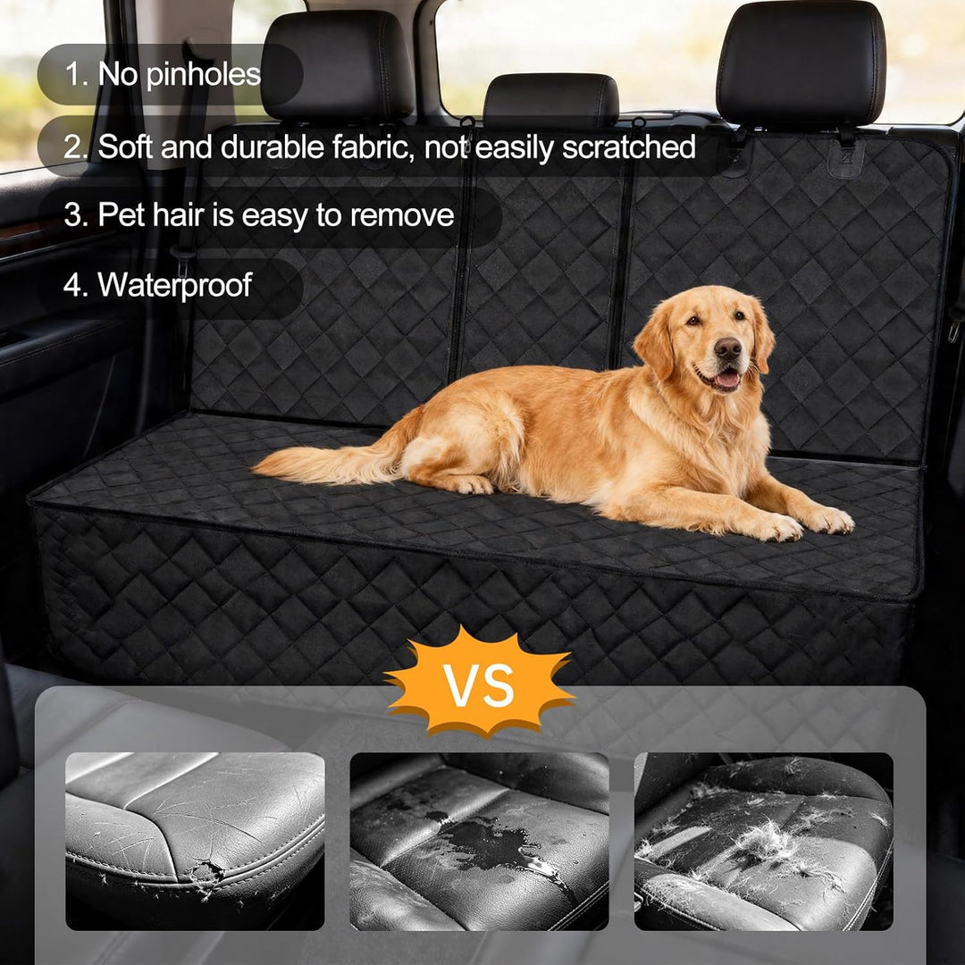 Schwarz Hunde-Autositzbezug für Rücksitz, Haustierfreundlich und wasserdicht, Kratzfeste und Wassera