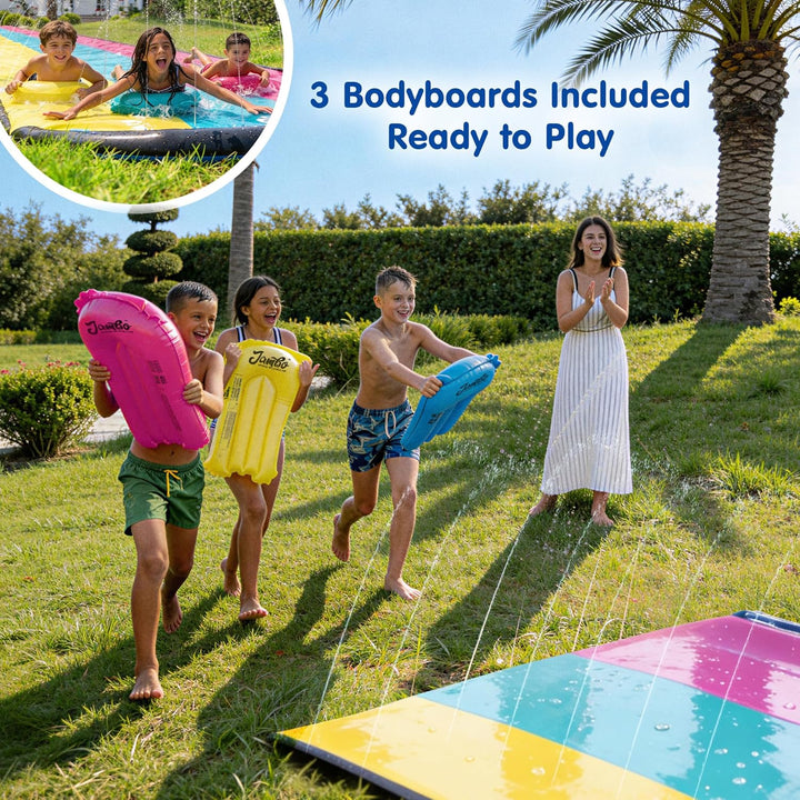 Jambo Premium XL 610cm Wasserrutsche mit 3 Bodyboards, robuste Wasserrutsche mit fortschrittlichem 3