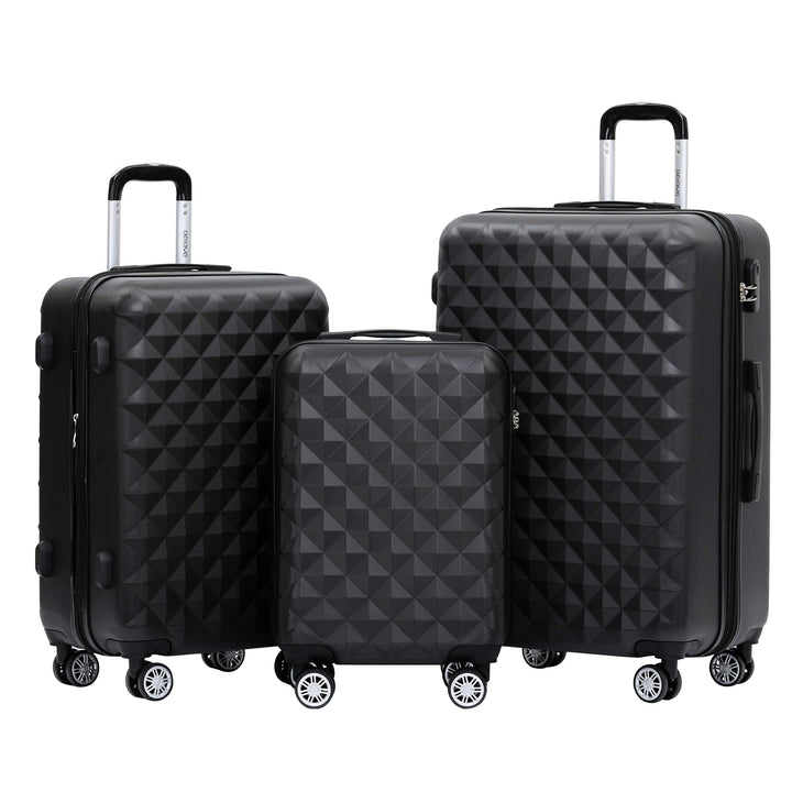 BEIBYE Zwillingsrollen 2066 Hartschale Trolley Koffer Reisekoffer Gepäck M-L-XL-Set (Schwarz, Set) S