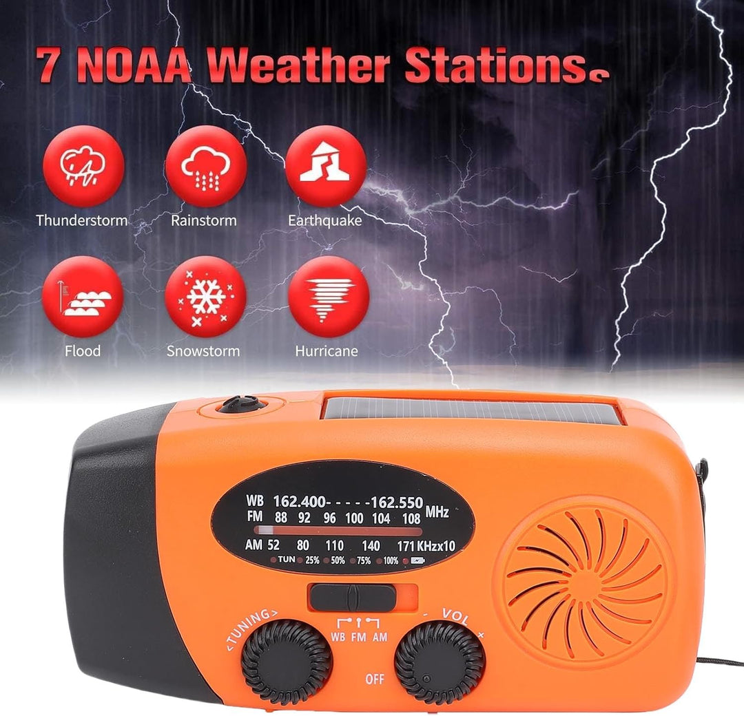 Notfallradio, Solarhand Crank Radio, NOAA AM FM Wetter, mit Mobiltelefonladegerät, LED Taschenlampe,