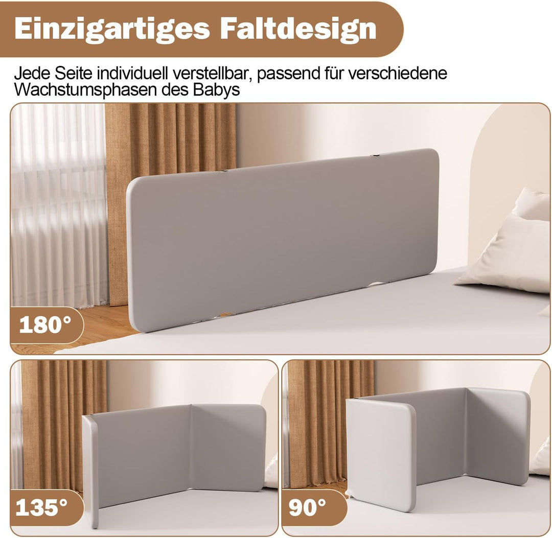 Rausfallschutz Bett 150cm, Tragbare Bettgitter Höhenverstellbar | Klappbares Bettgitter mit 2 Sicher
