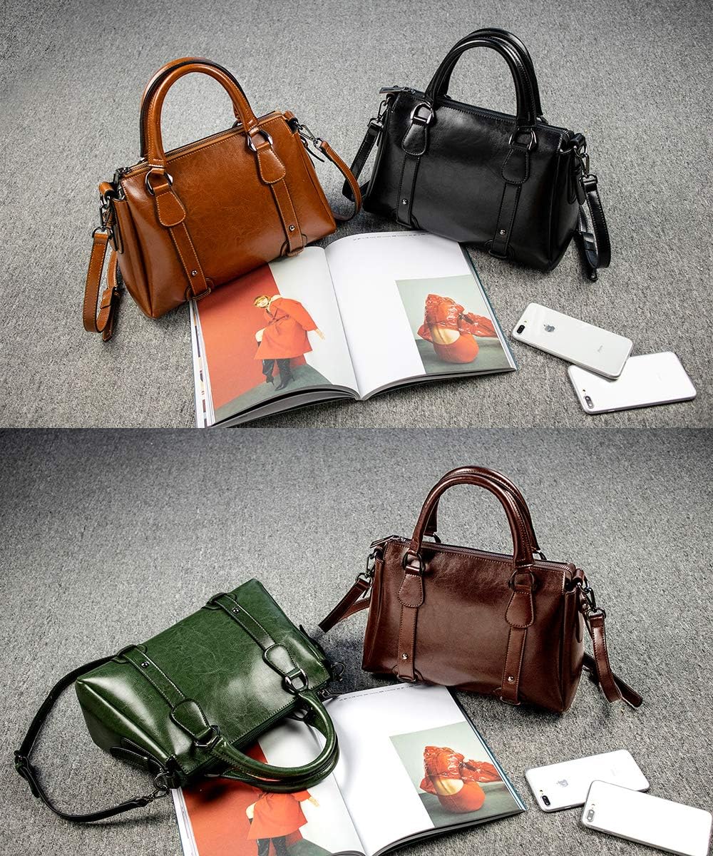 Coolives Damen Tasche aus Leder Handtasche Henkeltasche Umhängetasche Schultertasche Braun EINWEG, B