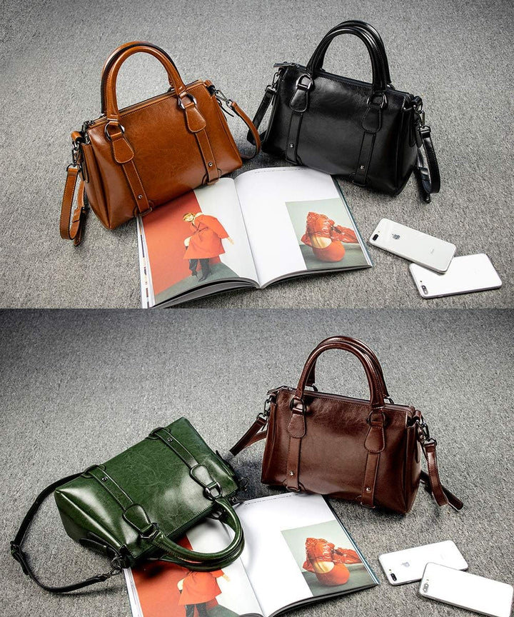 Coolives Damen Tasche aus Leder Handtasche Henkeltasche Umhängetasche Schultertasche Braun EINWEG, B