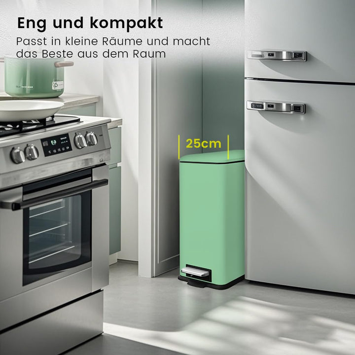 Mülleimer,30L Treteimer mit Inneneimer,30 Liter Schmaler Abfalleimer mit Pedal,Edelstahl Tretmülleim