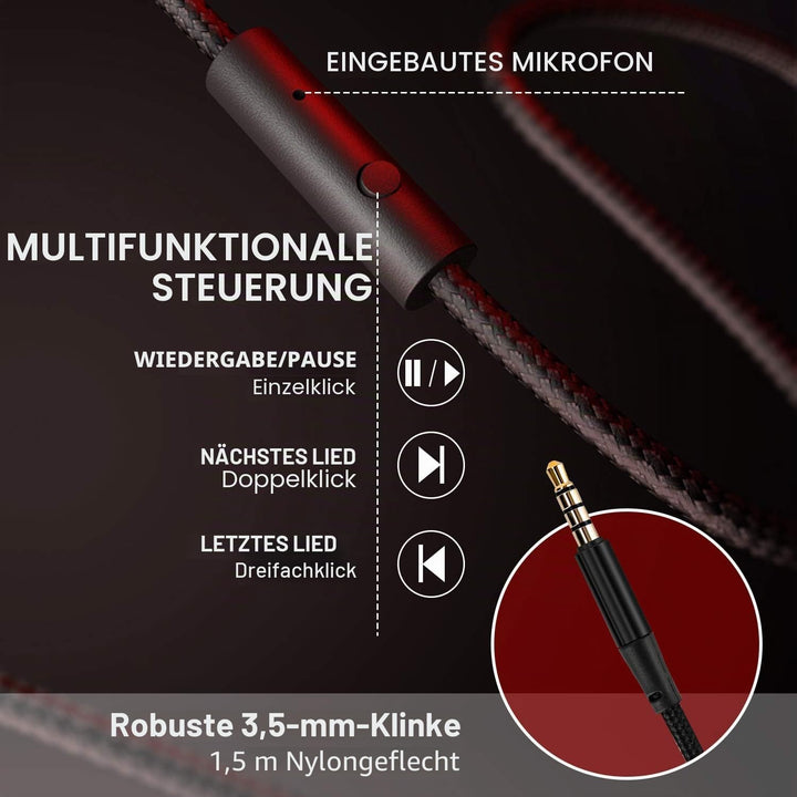 LORELEI X8 Over-Ear-Kopfhörer mit Mikrofon mit 1,45 m verwicklungsfreier Nylonschnur und 3,5-mm-Stec