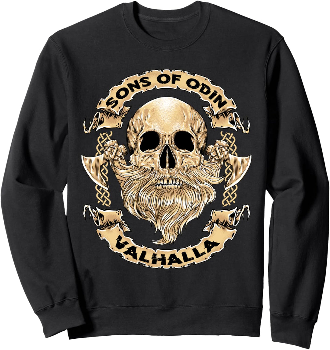 Till Valhalla Wikinger-Schädel Sweatshirt