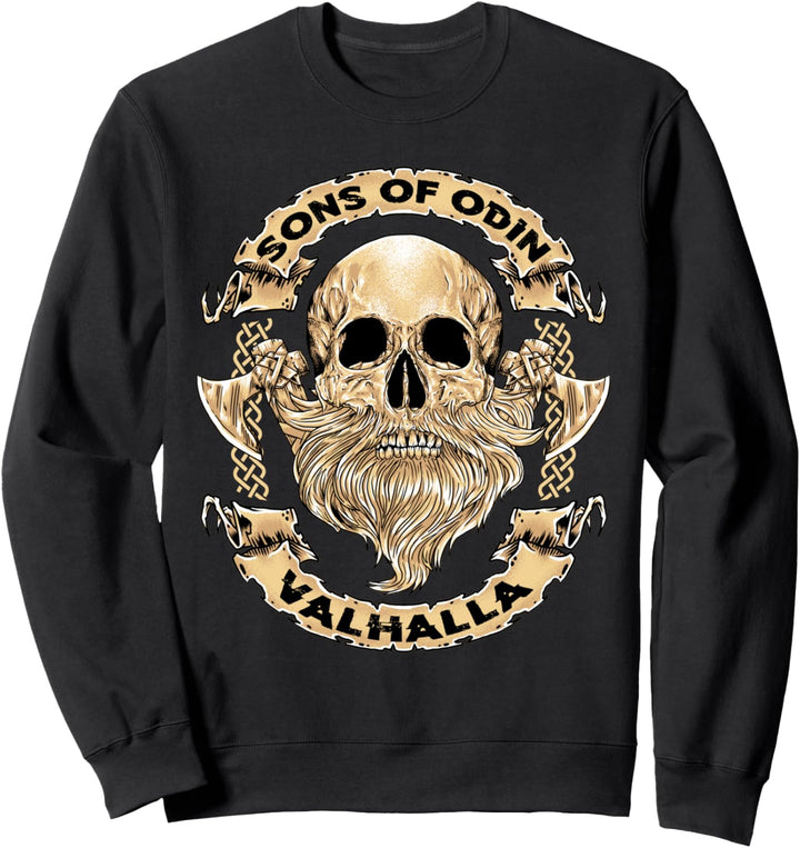 Till Valhalla Wikinger-Schädel Sweatshirt