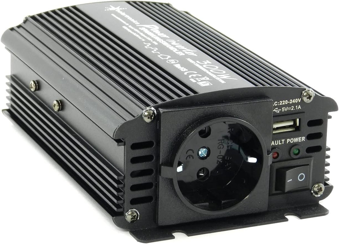 solartronics Spannungswandler Wechselrichter Intverter NM 300-5000 Watt 12V zu 230V schwarz USB Schu