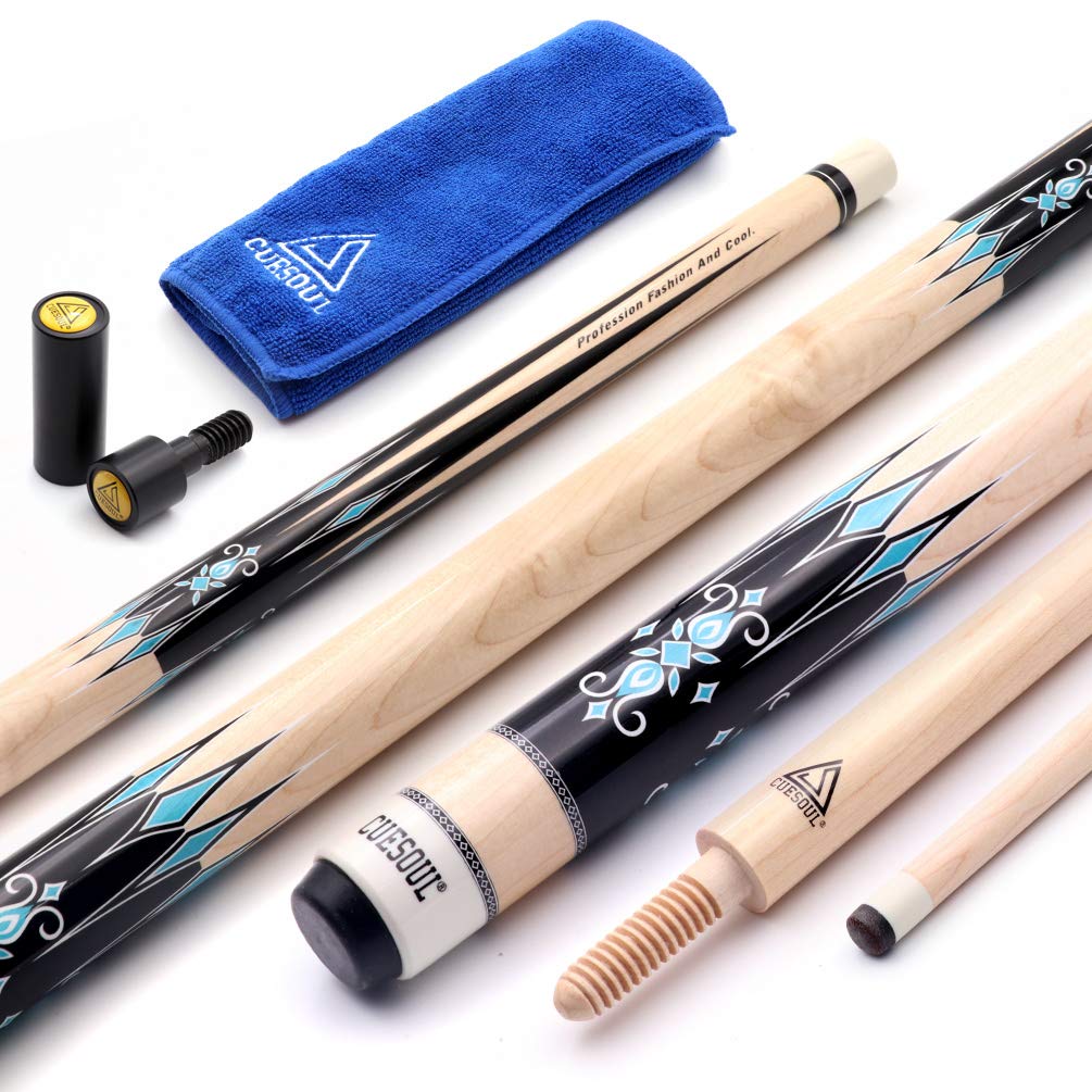 CUESOUL 3 Kissen Carom Billard Queue 56 Zoll Gewicht 18 Unzen, Holzverbindungssystem Weiss, Weiss