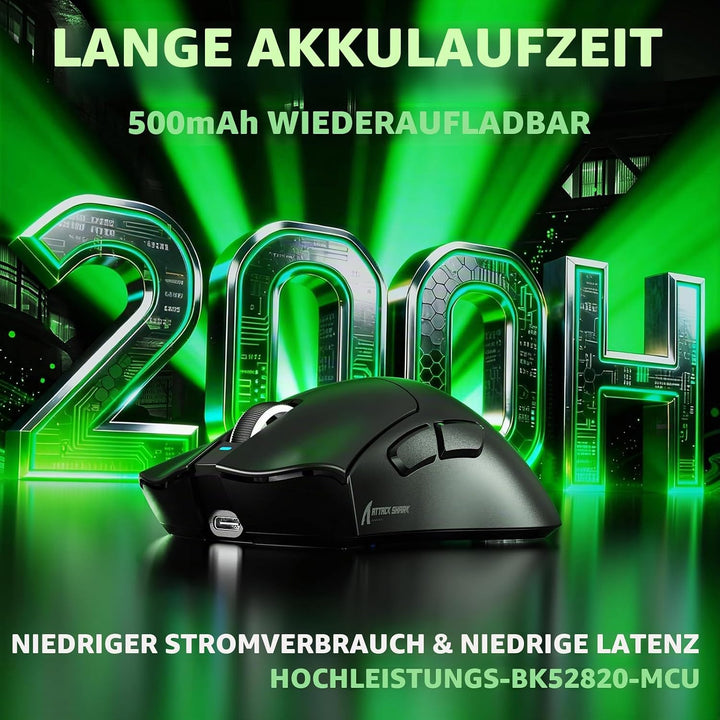 ATTACK SHARK V3 Kabellose Gaming-Maus mit Tape, 65g Ultraleicht, Optischer Sensor PAW3311 mit 25K DP