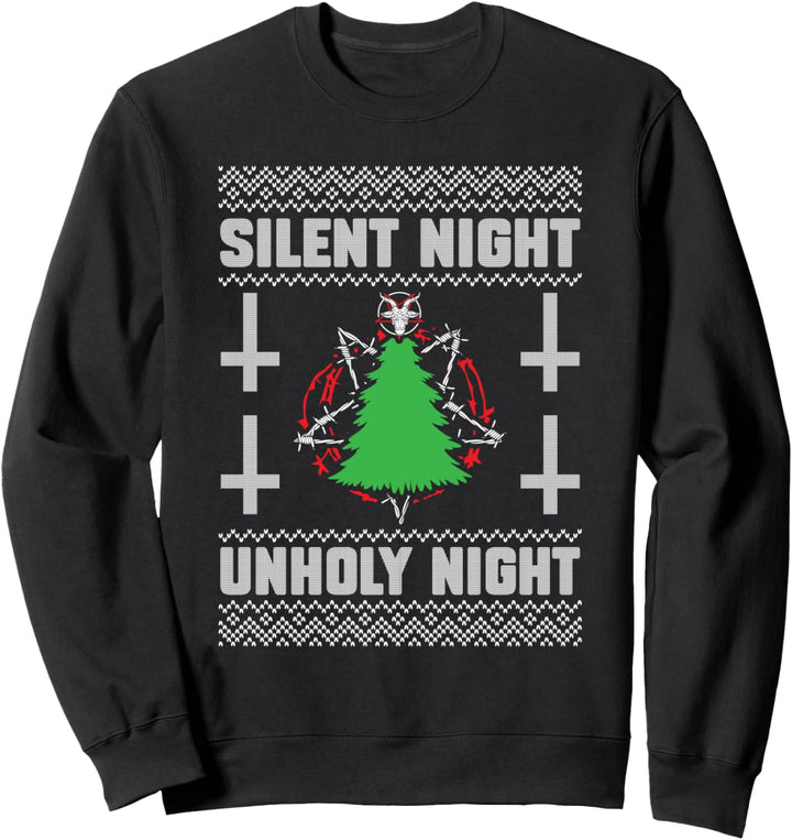 Stille Nacht Unholy Night Satan Anbetung Symbole Xmas Time Sweatshirt