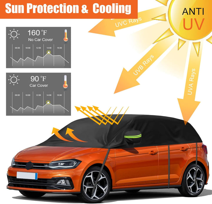 Autoabdeckung Wasserdicht Ersatz für VW Polo MK5 MK6 Hatchback 2009-2023, Halbgarage, Autohülle Auto