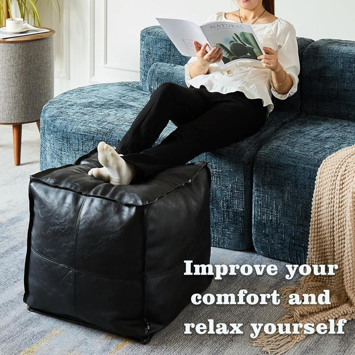 Louis Donné Ungepolsterter Ottoman Pouf Bezug,17.7" Square Pouf Ottoman Fusshocker Sitzsack für Spei