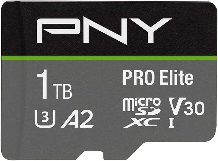 PNY PRO Elite 1TB microSDXC-Speicherkarte + SD-Adapter mit A2 App Performance + 100MB/s Lesegeschwin