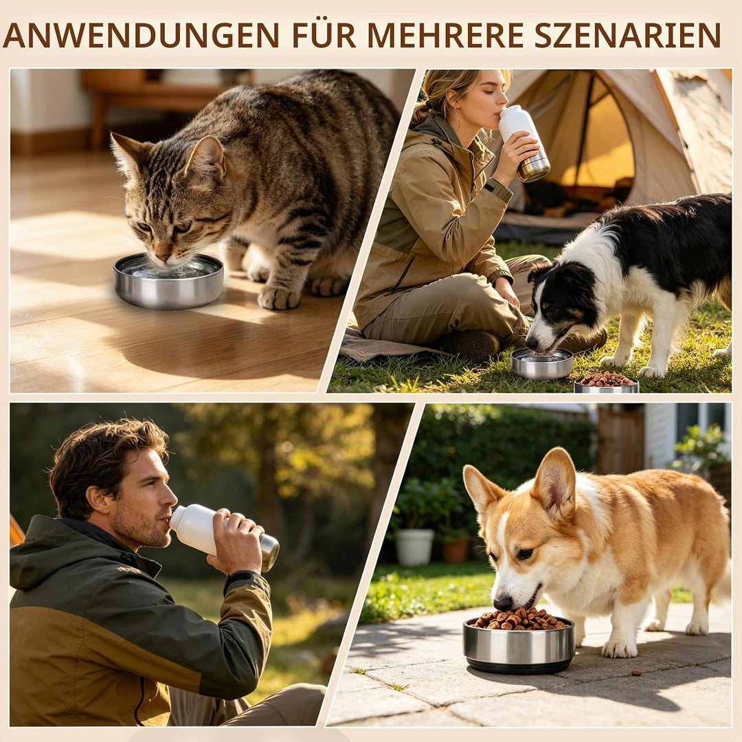 Trinkflasche Hunde für Unterwegs, 1000ml Reiseflasche für Hunde &amp; Katzen aus Edelstahl, Isolierter W