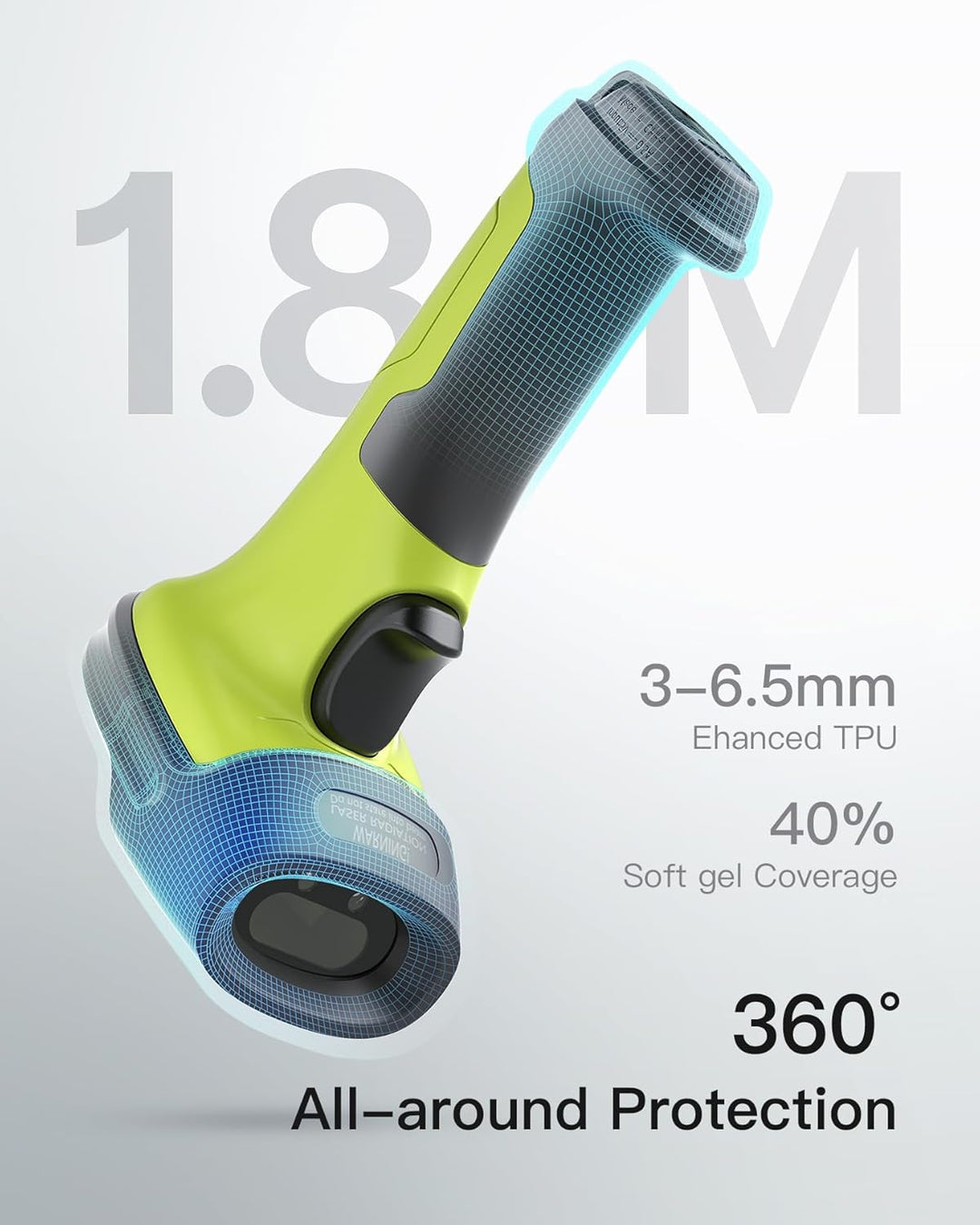 Inateck Barcode Scanner Wireless 2.4 GHz, 35 m Reichweite, automatisches schnelles und präzises Scan