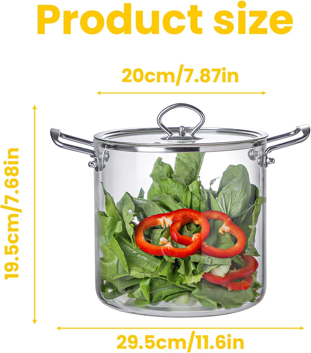 5,5L Glas- Suppentopf Simmertopf - Hitzebeständig Glastopf mit Deckel zum Kochen Transparente Suppen