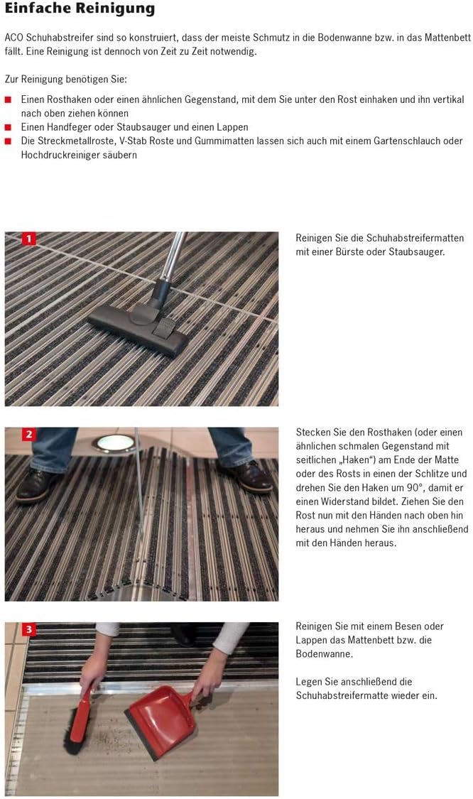ACO 600x400 Fussmatte Rips hellgrau mit Bodenwanne Vario Light Schuhabstreifer Abtreter