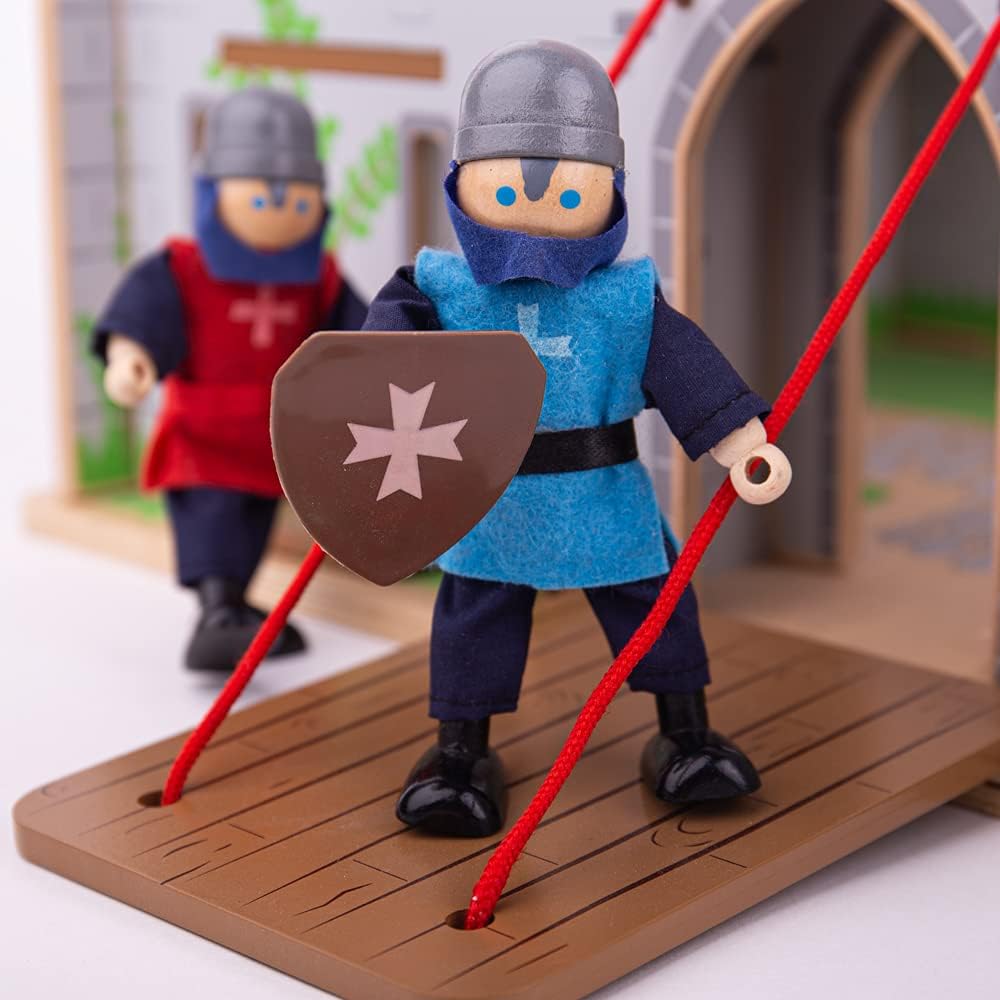 Bigjigs Spielzeug Holz Mittelalterliche Ritter - Holzpuppenhaus Figuren, Spielset