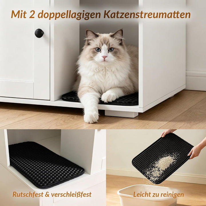 Katzenklo Schrank, doppelstöckig, mit 2 Katzenstreumatten