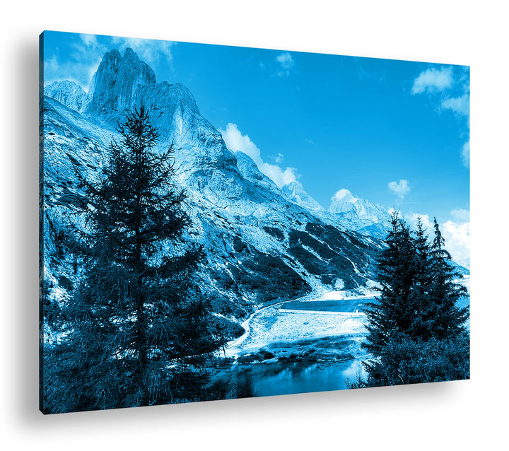 deyoli Berge in Südtirol Format: 60x40 Effekt: Monocrome Blau als Leinwandbild, Motiv fertig gerahmt