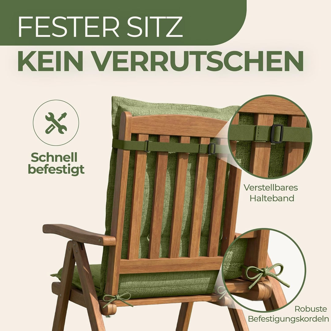 Florence Hochlehner Auflage – Gartenstuhlauflage Hochlehner mit Schaumstoff Polster, Outdoor Kissen