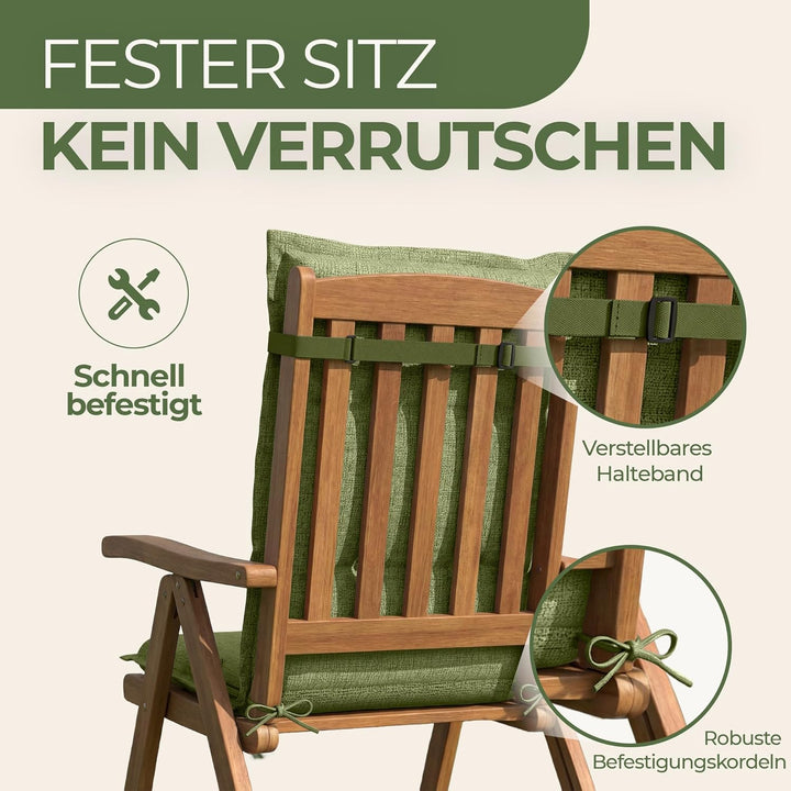 Florence Hochlehner Auflage – Gartenstuhlauflage Hochlehner mit Schaumstoff Polster, Outdoor Kissen