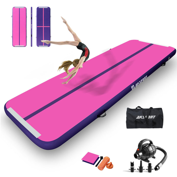 AKSPORT Air Matte Track Tumbling Matte,3/4/5/6m Aufblasbar Gymnastikmatte Turnmatte Tumbling Matten