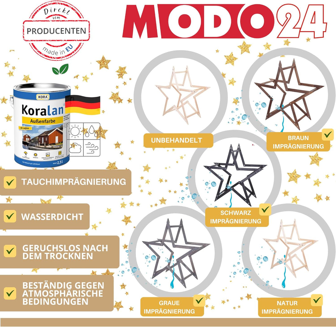 DIY Stern MODOSTAR 2D Weihnachtsstern Set aus FSC Holz, Sternabmessungen: 114 cm, zum Aufstellen im