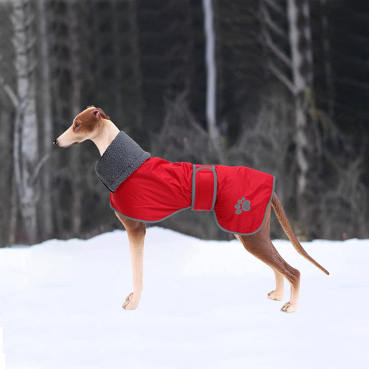 Geyecete Hunde Wintermäntel fur Windhund,Hundejacken mit plüschfutter,Wasserdichter Regenmantel Wind