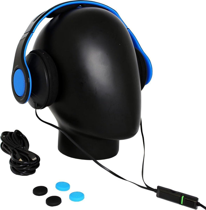 Gioteck - TX30 Megapack - Stereo Game&Go Headset + Daumengriffe + USB-Ladekabel für PS4, blau, einst