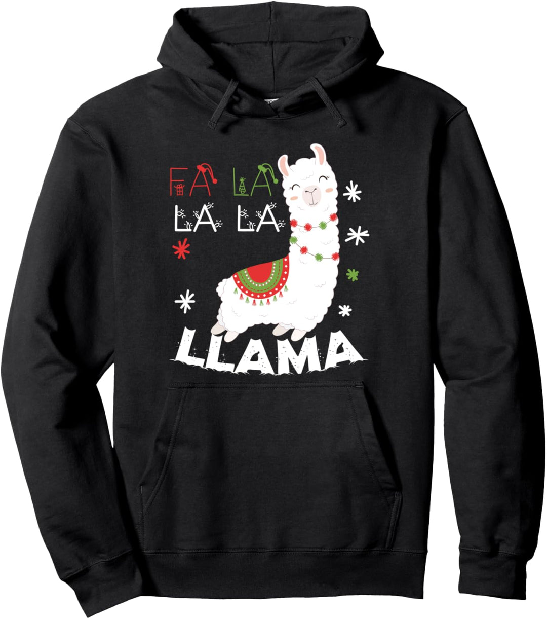 Fa La LA LA Llama- Cute Christmas Llama Design Pullover Hoodie
