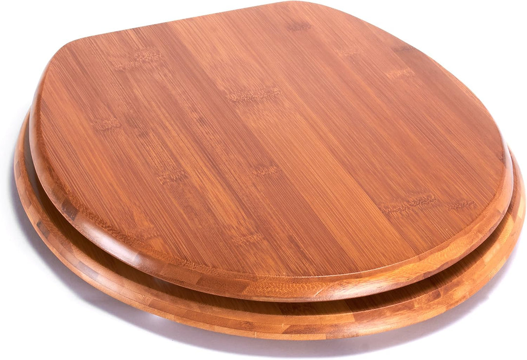 MSV WC Sitz Toilettendeckel Bambus "Bamboo" Scharniere aus Edelstahl - hochwertige und stabile Quali