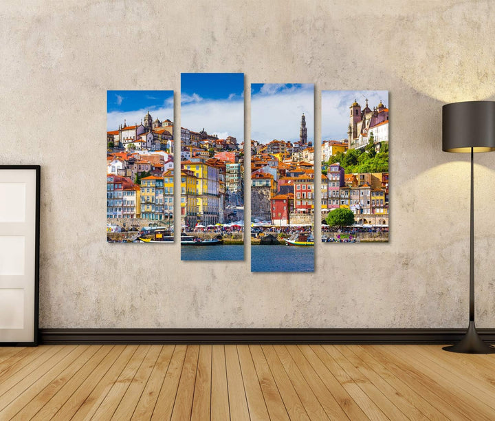 Bild Bilder auf Leinwand Altstadtsilhouette von der Anderen Seite des Douro in Porto Portugal Wandbi