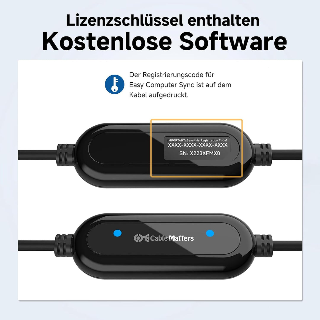Cable Matters USB 3.0 PC zu PC USB Link Kabel 2m (USB Datenkabel/PC zu PC linkkabel) für Windows und