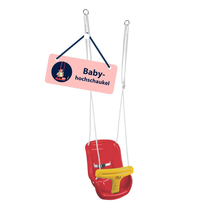 HUDORA Babyschaukel höhenverstellbar 120-180 cm in rot/gelb für den Garten I Baby Swing Outdoor I Ki