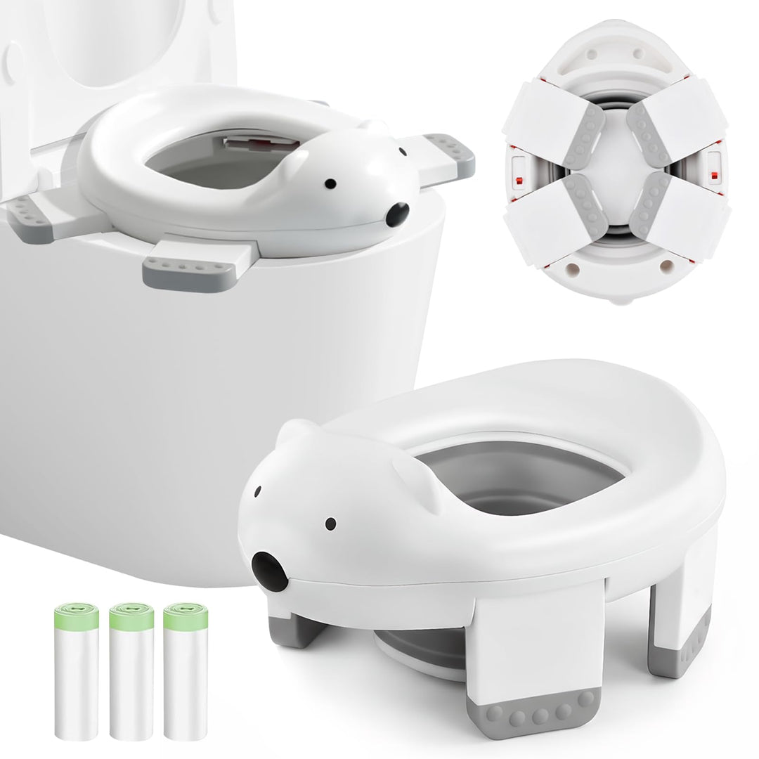 Kinder-Töpfchen, 2-IN-1 Kindertoilette mit 3 Rollen Müllsäcke, Tragbares Reisetöpfchen für Kleinkind