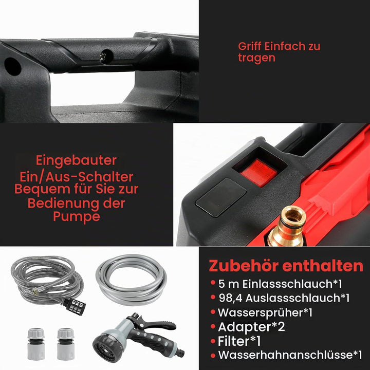 DriSubt Wasserpumpe Kompatibel mit Makita 18 V Akku, elektrische Gartenpumpe, kabellose tragbare sel