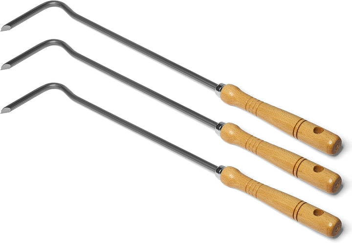 3x Feuerhaken mit Holzgriff Schüreisen Schürhaken Glutkratzer Kaminzubehör Kaminbesteck Stocheisen A