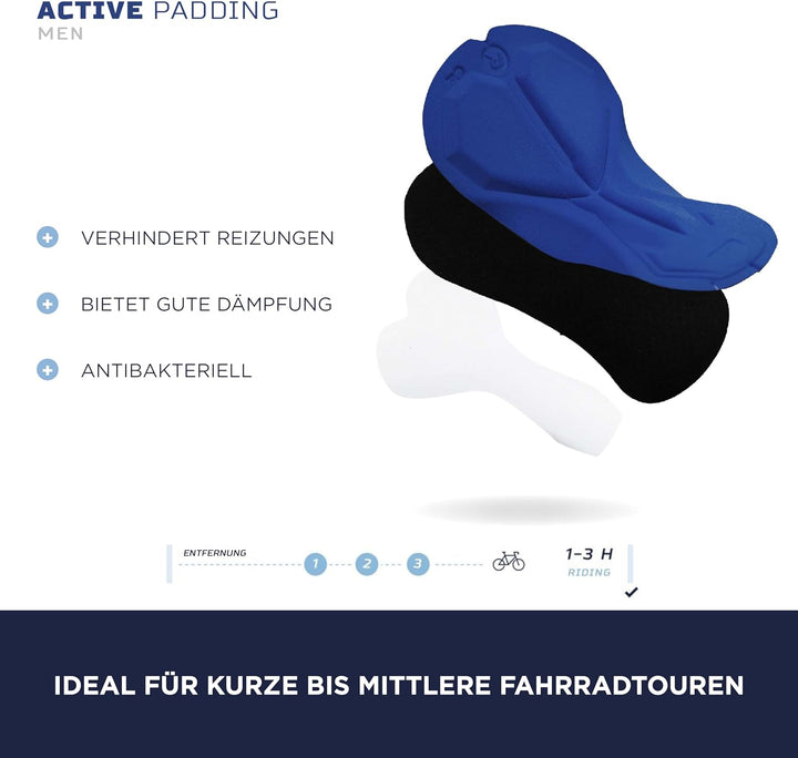 Rogelli Core Radlerhose Herren mit Sitzpolster - Lange Fahrradhose Mit Trager - Atmungsaktiv - Schwa