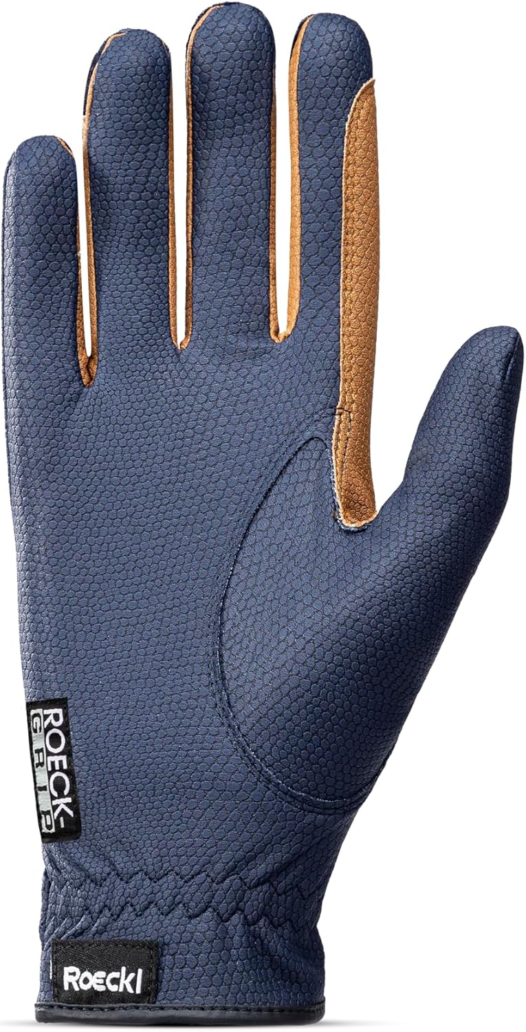 Roeckl Sports Reithandschuh Malta, Turnier Sommer Handschuh, 5 Farben, Grösse 6-10.5 8.5 Blau/Karame