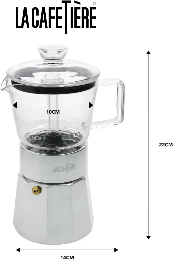 La Cafetière Verona Glas-Espressokocher, Chrom, 6 Tassen, Geschenkverpackung Chrome, Chrome