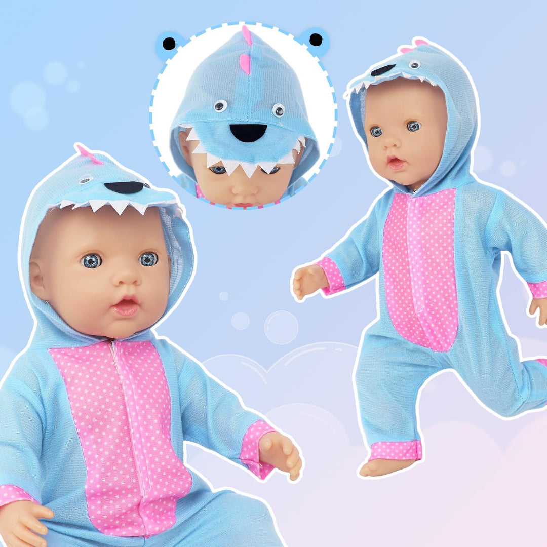 6 Sätze Tierkostüm Puppenbekleidung für 40-45cm (16-18 Zoll) Puppen (mit Dinosauriern, Einhornen, Fr