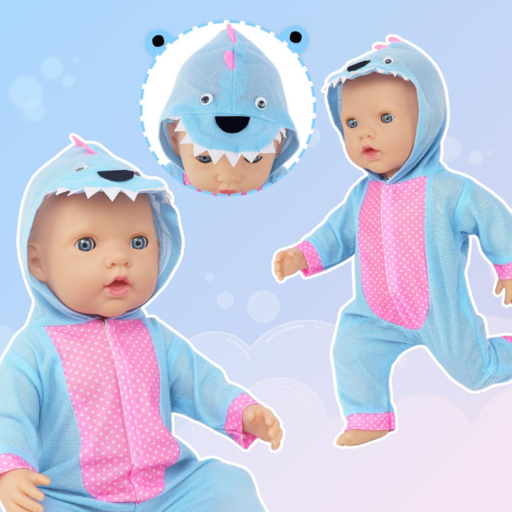 6 Sätze Tierkostüm Puppenbekleidung für 40-45cm (16-18 Zoll) Puppen (mit Dinosauriern, Einhornen, Fr