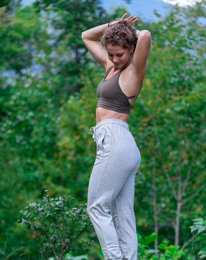 OUGES Jogginghose Damen Sporthose Lang Hose Baumwolle Freizeithose Trainingshose mit Taschen für Fra